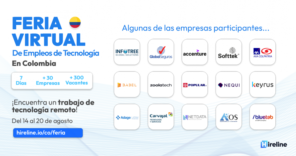 Hireline lanza la 3era Feria Virtual de Empleos de Tecnología en Colombia
