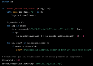 serie de registros de un servidor, identifique posibles signos de un ataque