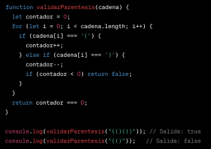 Escribe una función que valide si los paréntesis en una cadena están correctamente balanceados.
