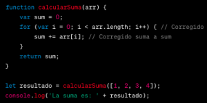 Código corregido en Javascript