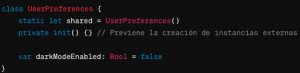 Implementa un singleton en Swift que gestione las preferencias del usuario