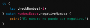 Escribe una función que pueda lanzar un error si un número pasado como parámetro es negativo, luego maneja el error en el llamante