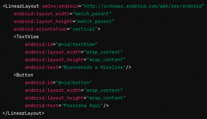 Diseña un Layout para una aplicación que incluya un TextView y un Button