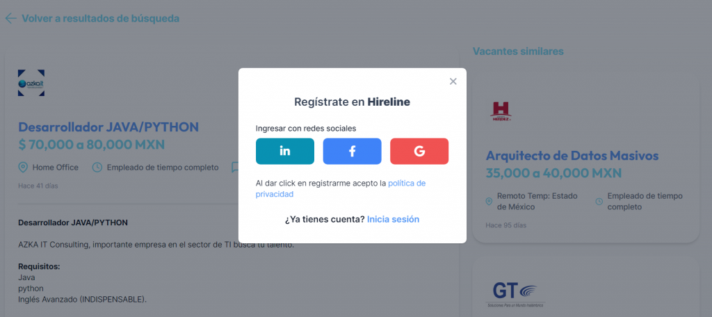 registro en hireline